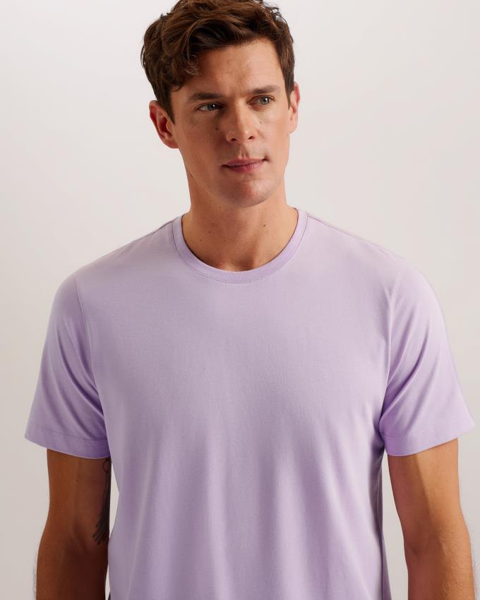 T-Shirt Ted Baker Short Sleeve Regular Fit Plain Violette Homme | GAJ-48832951